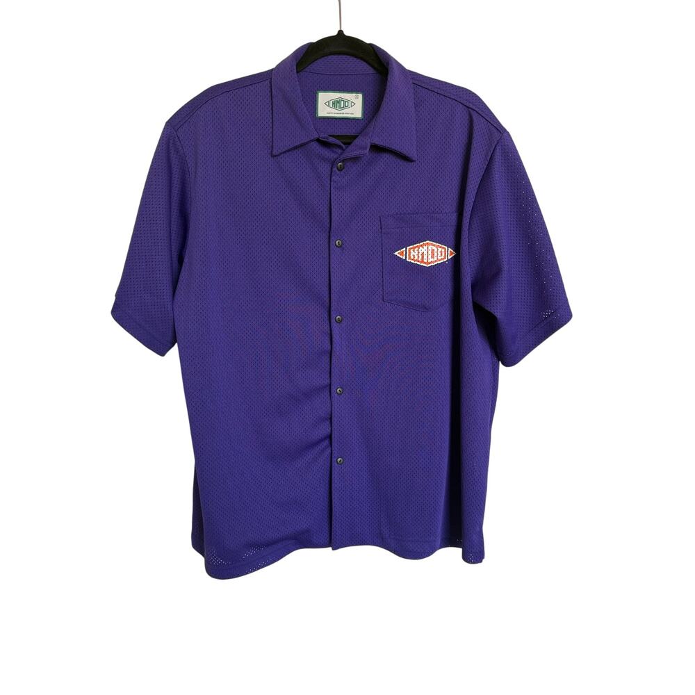 Happy Memories Don't Die‎ Mesh Purple Button Up Shirt Men's XL EUC